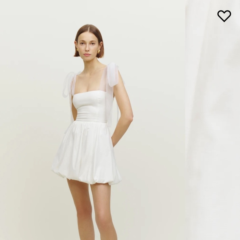 Reformation white Enza dress with Bow sleeves